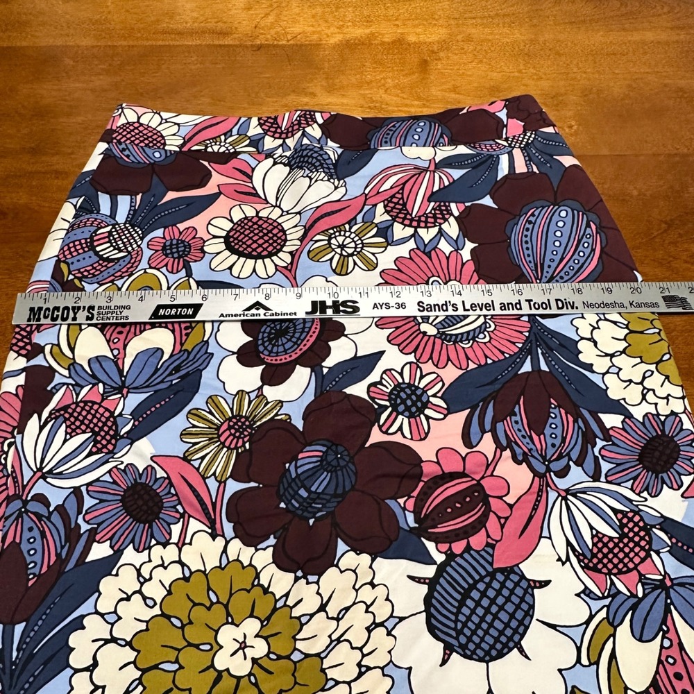 Ann Taylor Factory Floral Pencil Skirt Blue‎ Pink Burgundy Size 10 - Picture 11 of 12